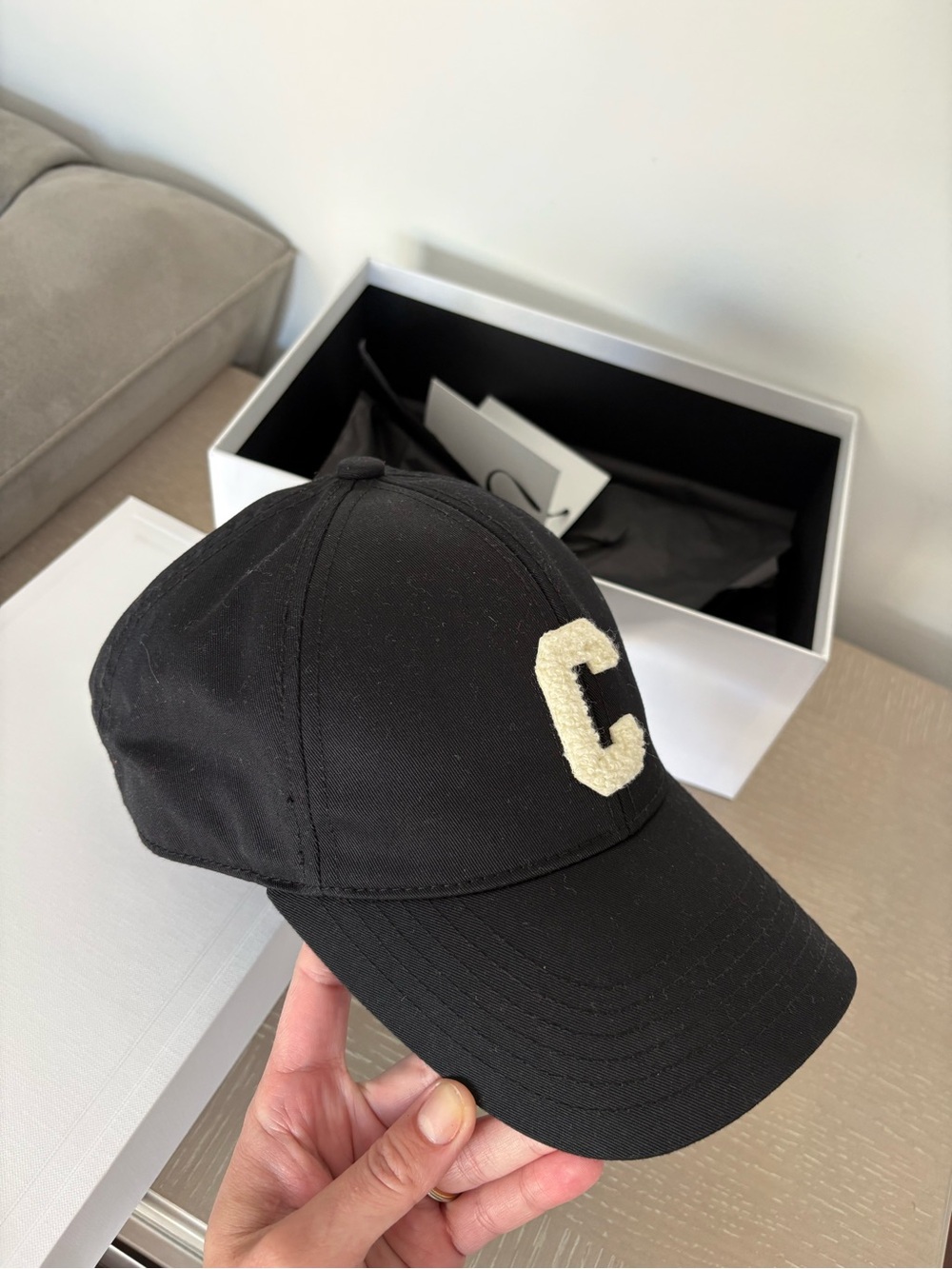 CELINE Black Cotton Baseball Cap Logo C Kaia Gerber 2021 Campaign Size S Unisex - Picture 6 of 16
